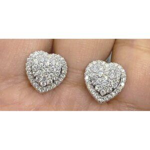 Heart-Shaped‎ Silver Toned Stud Earrings